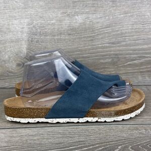 Biostep 18470 Women's Sz 9.5/EU 41 Blue Suede Slip On Toe Loop Slide Sandals
